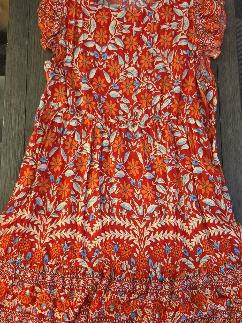 Women's Orange/Red Floral Ruffle Dress Size 20